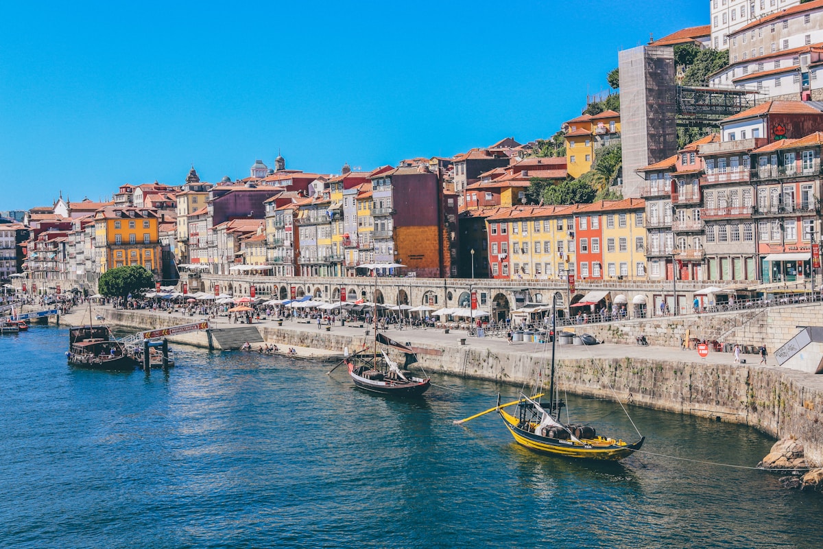Colorful buildings and narrow street in Lisbon, Portugal