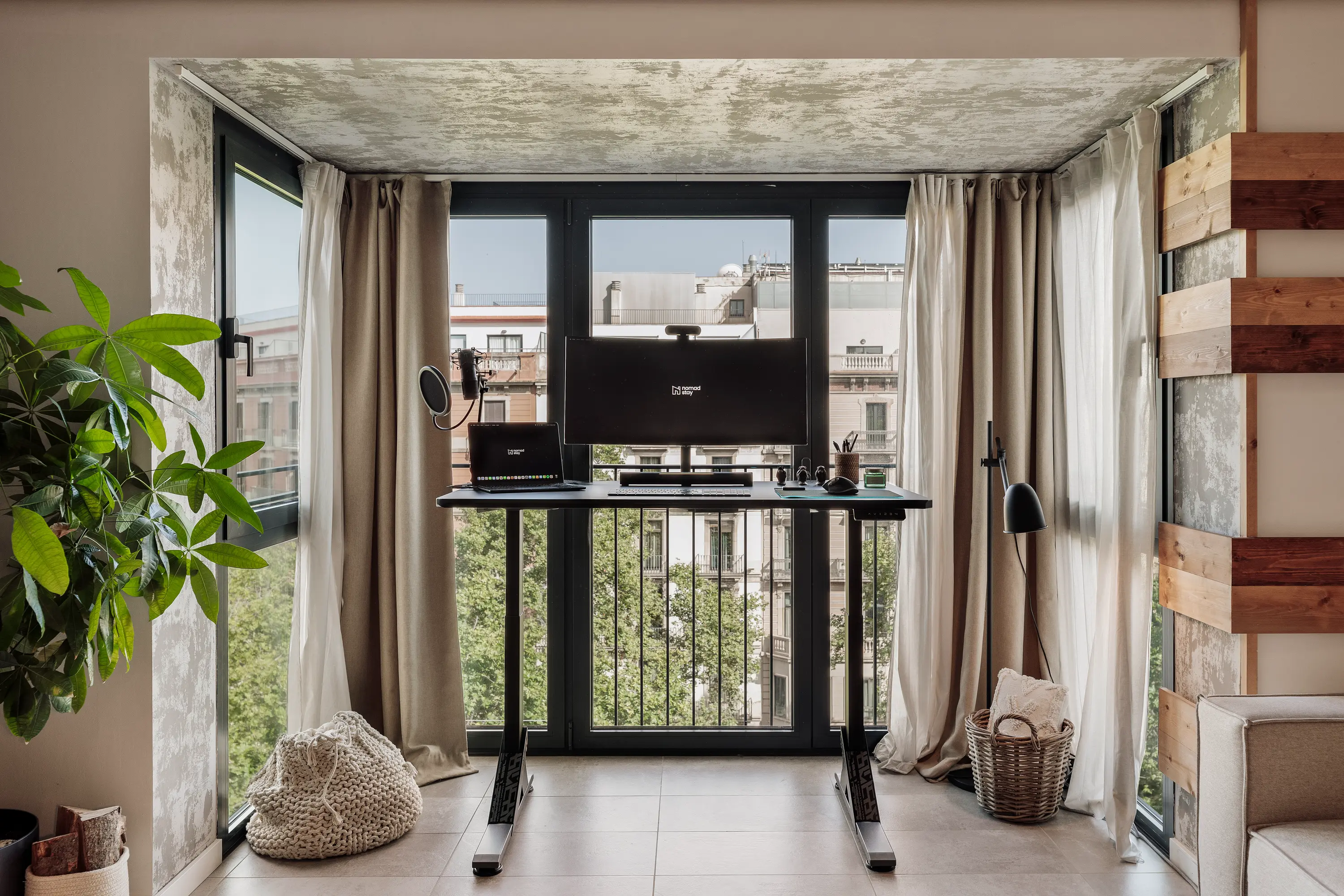 A professional workstation inside a furnished RentRemote apartment
