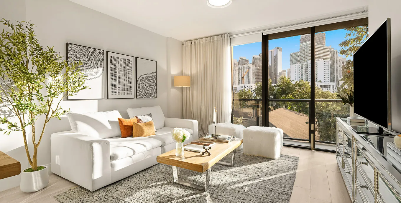 Designer Miami Flat With Workstation & City Views For Remote Professionals