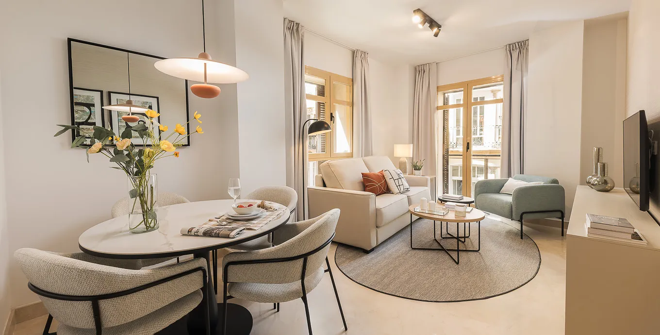 Trendy Malaga Flat With Bright Home Office And Modern Style For Remote Work