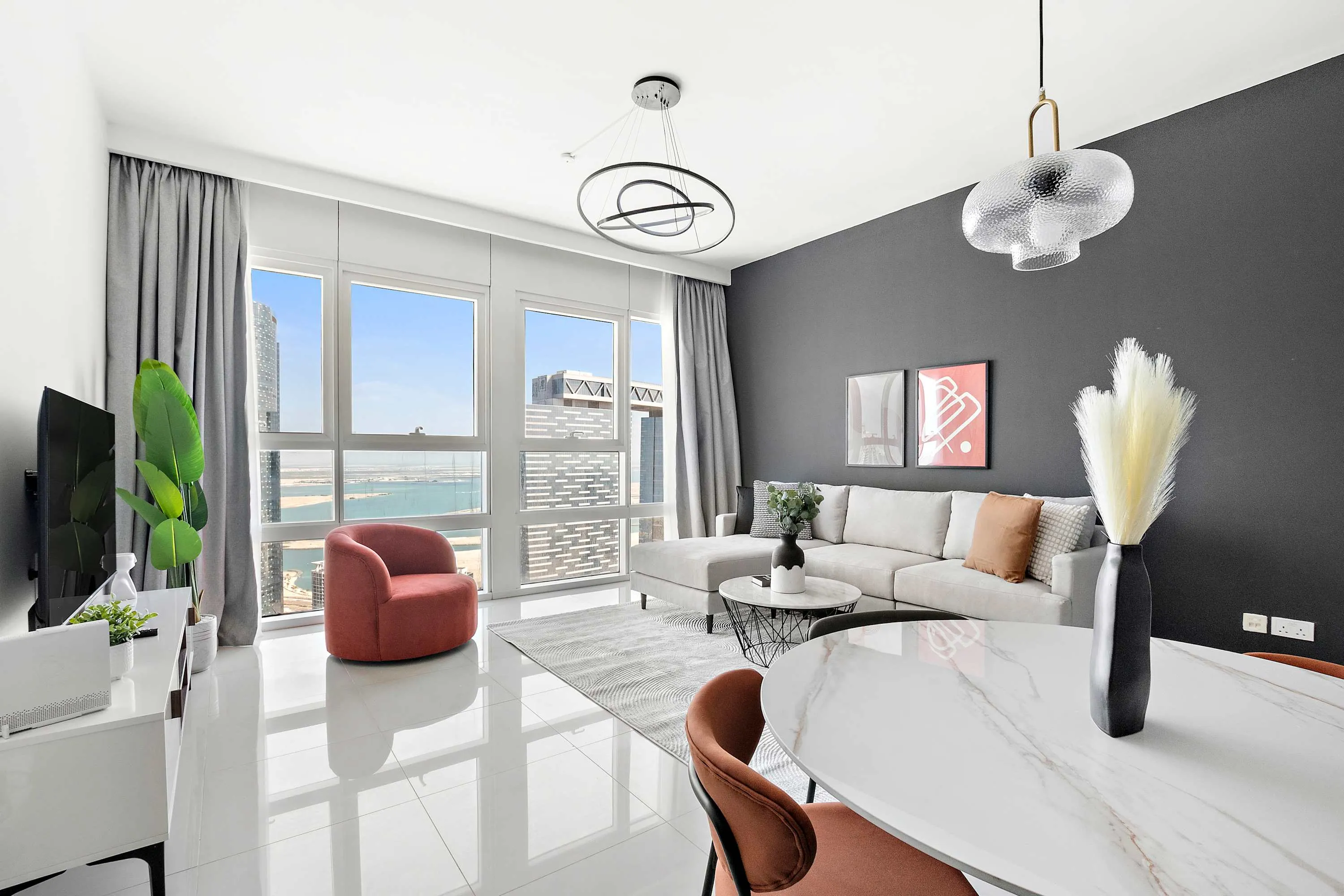 Contemporary 72m2 Abu Dhabi Flat With Dedicated Home Office In Horizon Tower For Remote Work - Corporate Housing in Abu Dhabi, United Arab Emirates